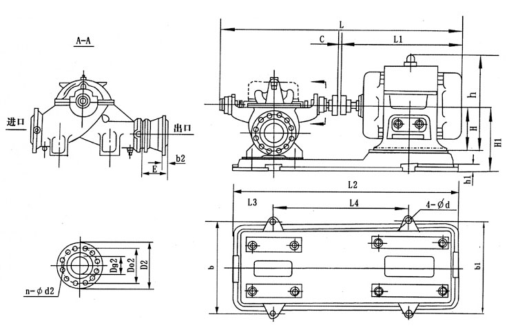 雙吸泵安裝尺寸圖